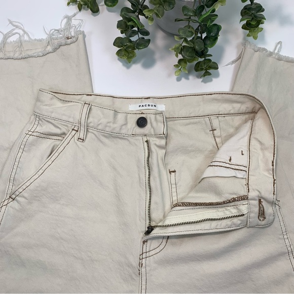 PacSun Wide Leg Carpenter Ultra High Waist Cream Color Jeans Size 27 - Picture 14 of 16